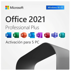 Microsoft Office 2021 Pro Plus | Retail | 5 PC Windows | Vitalicia | Activación PIN