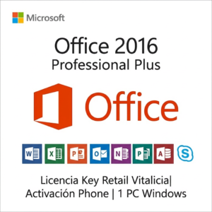 Microsoft Office 2016 Pro Plus | Retail | 1 PC Windows | Vitalicia | Activación Telefónica