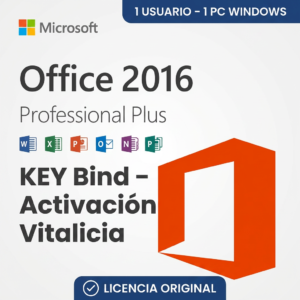 Microsoft Office 2016 Professional Plus | Bind | 1 PC | Vitalicia