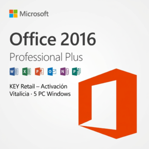 Microsoft Office 2016 Professional Plus | Retail | 5 PC Windows | Vitalicia