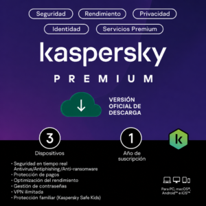 Kaspersky Premium | Retail | 3 Dispositivos | 12 Meses