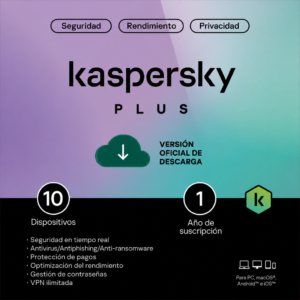 Kaspersky Plus | Retail | 10 Dispositivos | 12 Meses