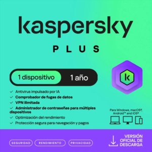 Kaspersky Plus | Retail | 1 Dispositivo | 12 Meses