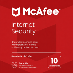 McAfee Internet Security | Vinculado a Correo | 10 Dispositivos | 12 Meses