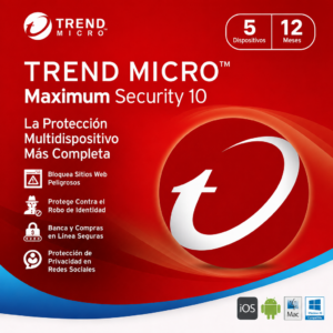 Trend Micro Maximum Security | KEY | 5 Dispositivos | 12 Meses