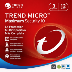 Trend Micro Maximum Security | KEY | 3 Dispositivos | 12 Meses