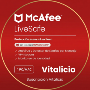 McAfee LiveSafe | KEY | 1 PC/Mac | Vitalicia